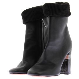 Bottines à talons Chanel en cuir noir Noir