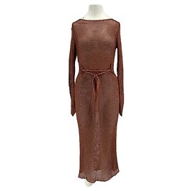 Zimmermann Strickkleid in Bronze Midi mit Langarm und Gürtel Braun