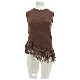 Autre Marque Pull sans manches à franges marron SIMONA CORSELLINI Marron