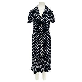 Rouje Robe à pois Bleu Marine