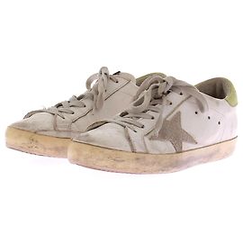 Golden Goose Baskets blanches et vertes "Super-Star" Blanc