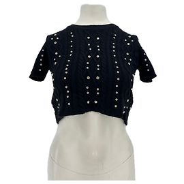 Autre Marque Top de malha e strass Preto