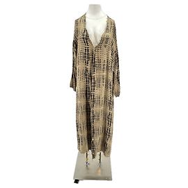 Autre Marque Vestido sarong Natacha bege e preto com mangas longas Bege