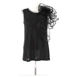 Top preto Valentino Garavani com flor de tule Preto
