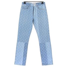 Jeans Marine Serre Azules con Logo Impreso Azul