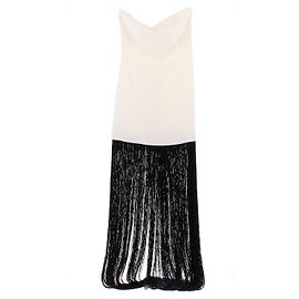 Autre Marque ONORI Maxikleid weiß mit schwarzen Fransen Weiß