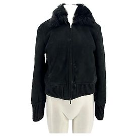 Joseph Giacca in pelle e pelliccia Nero