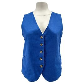 Autre Marque Chaleco azul de lino Azul