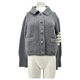 Thom Browne Cardigan aus Wolle Grau Grau