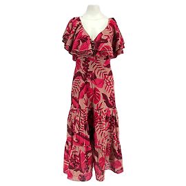 Robe maxi rose à imprimé perforé Johanna Ortiz Rose