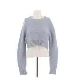 Max Mara Crop-Pullover aus blauem Kaschmir Blau