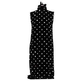 Céline Midikleid aus schwarzem Samt Schwarz