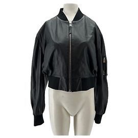 Giorgio Armani Black leather bombers Black
