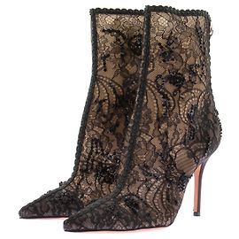 Dior Botas pretas de renda e strass Preto