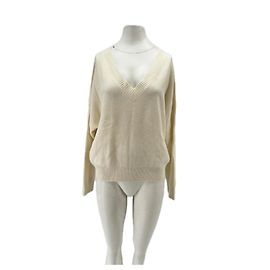 Eric Bompard Beige V-Ausschnitt Cashmere-Pullover Beige