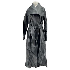 Mackage Leder-Trenchcoat schwarz Schwarz
