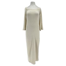 Autre Marque Robe longue crème à manches longues BOA Beige