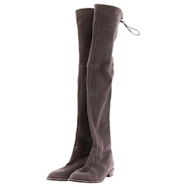 Stuart Weitzman Grey Leather Wader Boots Grey