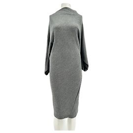 Vestido de lã cinza de comprimento médio Hussein Chalayan Cinza
