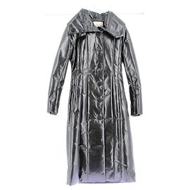 Tod's Black Leather Long Coat Black