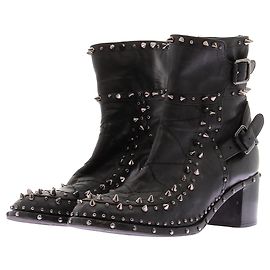 Laurence Dacade Black Leather Studded Ankle Boots Black