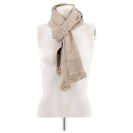 Sciarpa in seta beige con monogramma Gucci Beige