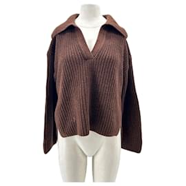 Barbour Pull col V marron Marron