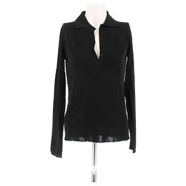 Autre Marque VERONICA DE PIANTE Black V-neck Viscose Top Black