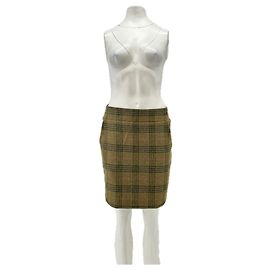 Barbour Wool Tartan Skirt Khaki Khaki