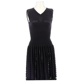 Alaïa sleeveless navy wool dress Navy blue