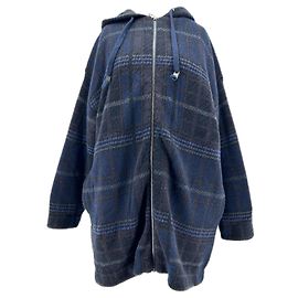 Eric Bompard checked wool jacket with hood blue Blue
