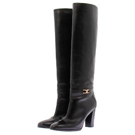 Céline Botas de cuero negro Negro
