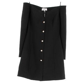 Autre Marque Robe courte noire DALOOD en coton à épaules dénudées et boutons dorés Noir