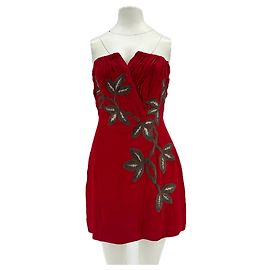 Free People Red Strapless Print Dress Red
