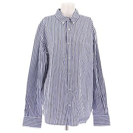 Autre Marque Camicia in cotone a righe blu e bianche RÉALIZZAZIONE L Blu