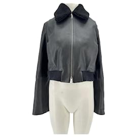 Vince Black Leather Jacket S Black