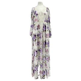 Autre Marque Robe longue blanche et parme White