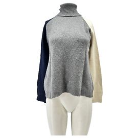 Autre Marque MAJESTIC FILATURES Dreifarbiger Wollpullover Grau Grau