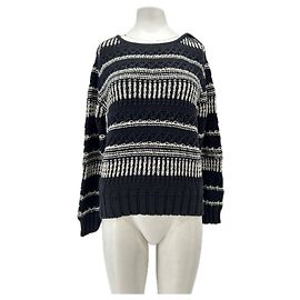 Maglione in cotone bianco e nero Ba&Sh Nero