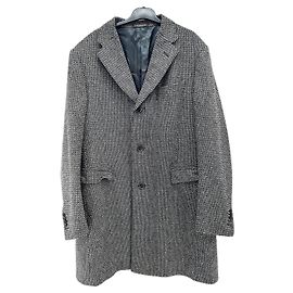 Corneliani Abrigo gris negro de cachemira Negro