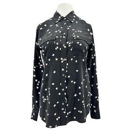 Camicia Equipment in seta nera con stampa di stelle Nero
