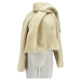 Autre Marque Giacca con sciarpa di lana Beige