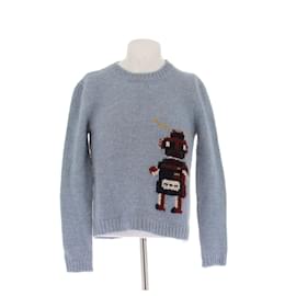 Saint Laurent Blauer Roboter Pullover aus Wolle Blau