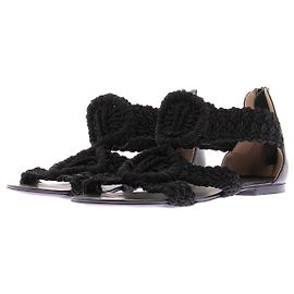 Autre Marque MOROBE Black Canvas Flat Sandals Size 39 Black