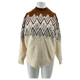 Autre Marque Suéter marrón y beige con patrones Beige