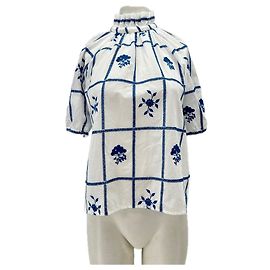 SéZane Bestickte Bluse Weiß