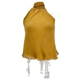 Paul & Joe Mustard Satin Sleeveless Top M Yellow