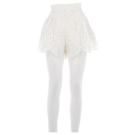 Zimmermann Short blanc et broderies en lin Blanc