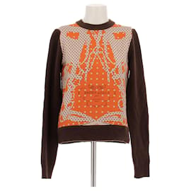 Hermès Seidenpullover braun mit Print Braun