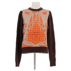 Suéter Hermès de seda marrom com estampa Marrom